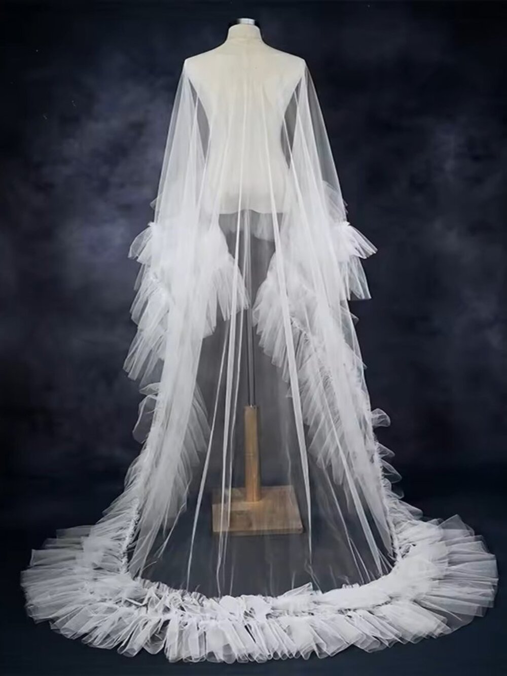 Slip-On Ruffled Bridal Cape Wedding Shawl 60cm & 180cm